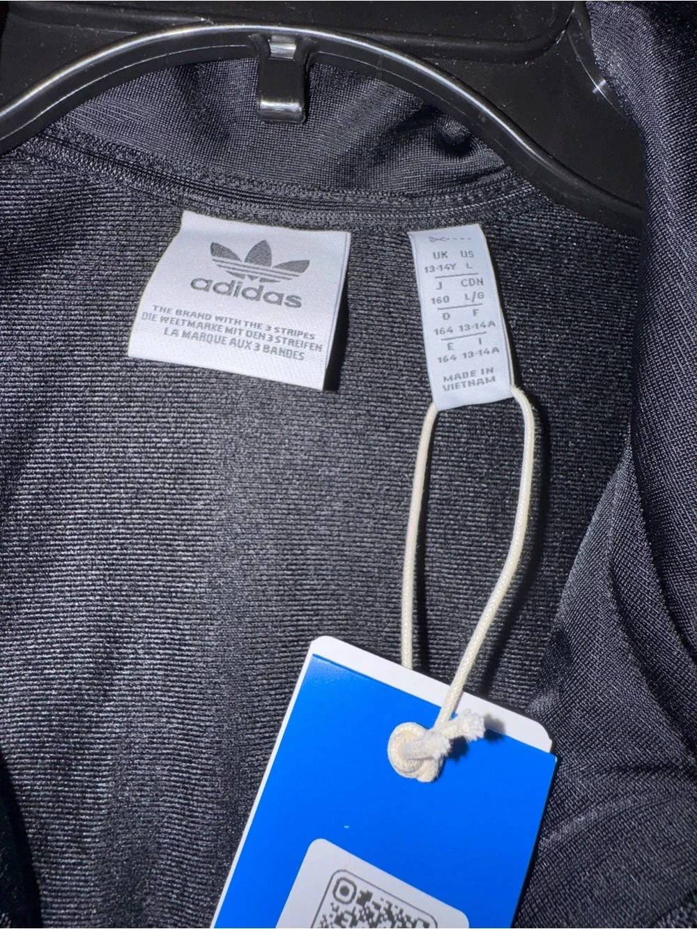adidas Black Zip-Front Track Jacket with White Trefoil